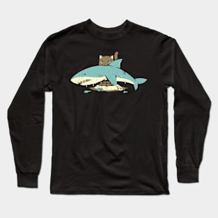 Cat Shark Funny Cat Long Sleeve T-Shirt